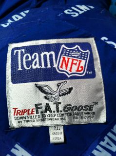 FAT GOOSE NEW YORK GIANTS DOWN FILLED BLUE AND RED WINTER JACKET