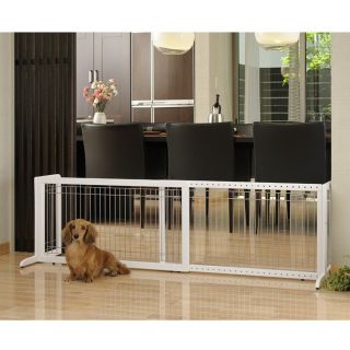 EXPANDABLE EXTRA WIDE WOODEN PET DOG GATE DOOR LARGE WHITE R94157