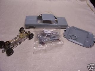 1966 DODGE MONACO BLUE HARDTOP MPC SLOT CAR PACKAGE W/RUNNING CHASSIS
