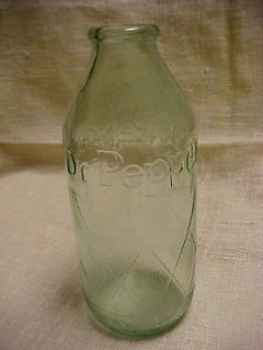 Vintage 1960s Aqua Glass Dr Pepper Soda Drink Gernade Design Bottle