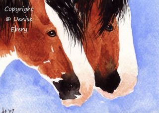 Clydesdale Team Mates Heavy Harness Draft Horse Equine Art ACEO Print