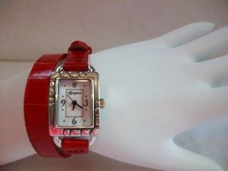 Brighton Petoskey Red Silver Double Band Wristwatch Watch $95 NWT