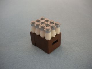 LEGO CUSTOM MILK BOTTLES 12 PACK drink food minifig accessory crate