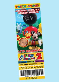 Mickey Mouse ClubHouse Invitations ticket style custom birthday party