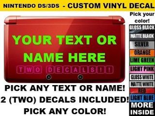 Your Text Stickers Nintendo 3ds dsi ds lite decals name skin girl boy