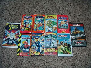 10 Boys VHS Videos ~ Sonic, Lego, Jay Jay, Rescue Heros, Pokemon, G.I