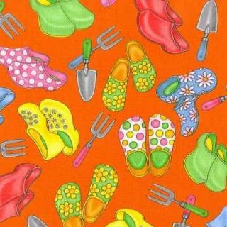 MRS GREENTHUMBS CUTE GARDEN TOOLS SHOES FABRIC