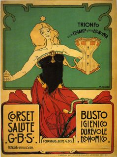 Fashion Italian Lady Underwear Corset Italy Italia Vintage Poster