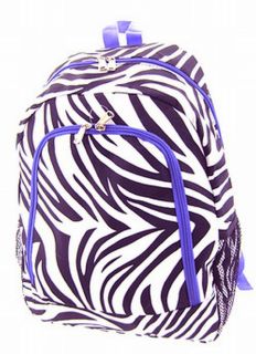 16.5 Purple Zebra Backpack School Book Bag Dance Travel Sport