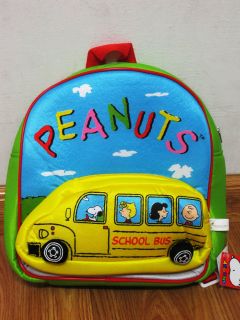Snoopy School Bus Plush Backpack Bookbag Bag #018 Green