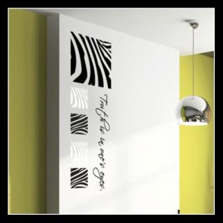 Set of 5 Zebra Stripe Pattern Removable Vinyl Wall Art Sticker Decal