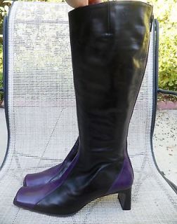 EUC ANTONIO EBOLI ITALY Womens Sz. 38.5 Black / Purple Leather Tall
