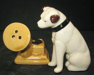 Nipper Victor Edison Dog & Phonograph Salt & Pepper S & P, Ceramic NOS