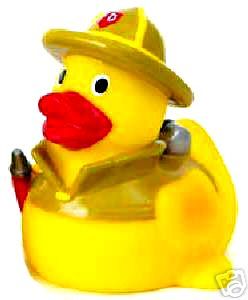 FIREFIGHTER RUBBER DUCK #4 GOLD HELMET & TURNOUT COAT