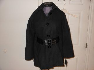 Womens STEVE MADDEN Faux Leather Belted Cape Swing Coat Jacket   Size
