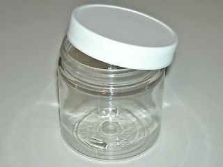 10 Empty 1/2 0.5 oz Sample Clear PET Plastic Lotion Jar White Ribbed