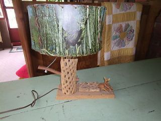 Vintage REAL CACTUS Lamp WATER PUMP Hand Made 50s 60s Orig.Shade
