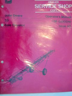 JOHN DEERE 33 BALE ELEVATOR OPERATORS MANUAL OM GA10010 ISSUE A0