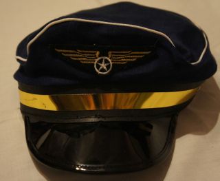 Unisex Blue Cloth Black Gold Manmade Costume Uniform Flight Attendant