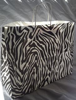 NEW HOT WHOLESALE 200 16x12 ZEBRA PRINT SHOPPING GIFT BAGS MADE IN USA