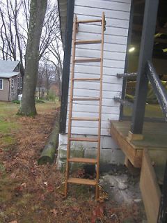 Vintage oak rolling library,loft ladders with all hardware and track