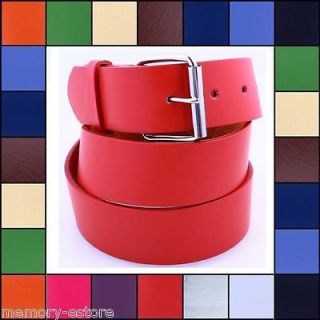 New Plain Leather Belt Snap On Removable Roller Buckle Solid Unisex