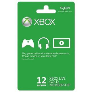 NEW Microsoft Xbox 360 Live 12 Month Gold Membership Subscription Card