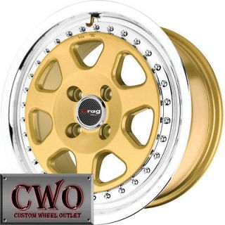 15 Gold Drag DR 27 Wheels Rims 4x100 4 Lug Civic Mini Miata G5 Cobalt