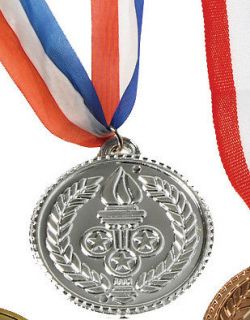 Costume Accessory Olympic Style Plastic Silver Medal