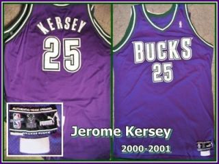 Jerome Kersey 2000 2001 Game Worn Road Purple Milwaukee Bucks Jersey