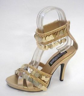 Gold Gypsy Belly Dancer Cleopatra Goddess Halloween Costume Shoes