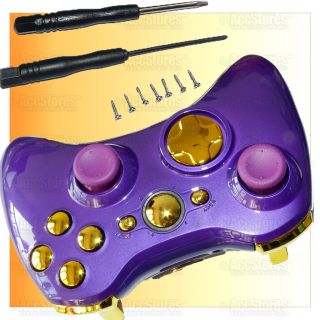 Wireless Controller Shell Case Button Glossy Purple Gold Custom Modded