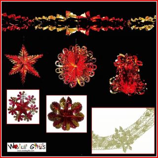 Red / Gold CHRISTMAS   WEDDING Ceiling Foil Decorations 6 Designs to