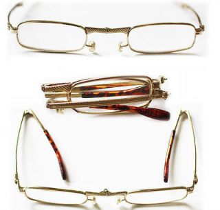 Glasses Delicate Feminine Gold Frames ~ Fold Up ~ Readers +1.75
