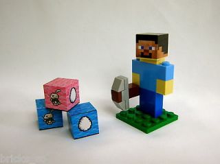 Lego Minecraft Easter Day Steve with Bunny Rabbit & Egg Blocks