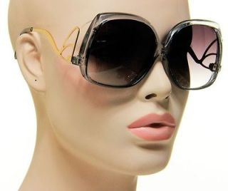 Gold Wing Sexy Fashion Oversized Sunglasses Transparent Gray Gold