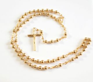 Rosary Gold Plated metal 5mm beads madonna center Gold plated rosary
