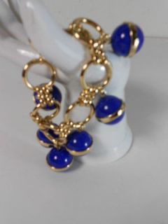 Crew Blue Bauble Gold Link Bracelet NWOT $85