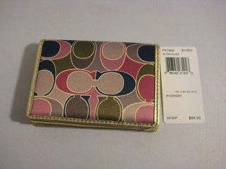 NEW~GAL SCRF BIZ CC IDCARD CASE~MULTICOLO R/GOLD LEATHER~F61856 ~$98