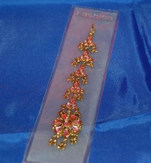 GOLD/PINK STONED MANG TIKKA HEADPIECE INDIAN STYLE NEW IDEAL GIFT
