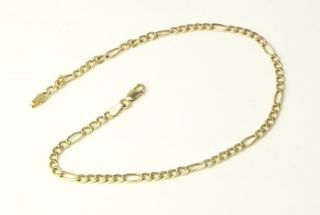 14k Yellow Gold 2.6mm Flat Figaro Chain Anklet Bracelet 10 Inches All
