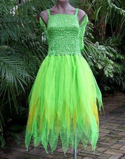 Tinkerbell Fairy Fancy Dress Costume   Bright Green/Gold   1 Size