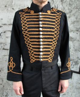 Black Military Jacket Copper Braid Parade Tunic Guard Coat Black Trim