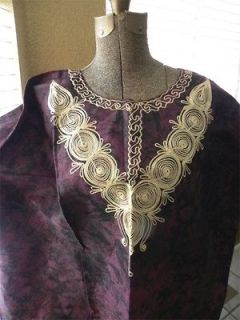 Womans African Dress/Kaftan.D eep purple Gold. One Size fits all
