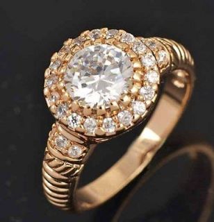 Antique 9K Gold Filled CZ Bridal Ring,size 8,Z 428