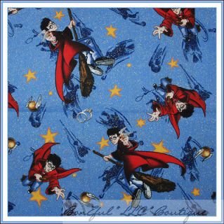 BonEful Fabric FQ Cotton 91 Harry Potter Magic Glitter Warlock Star