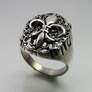 Biker Black Silver Stainless Steel Hollow Lance Mens Ring Size 11