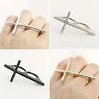 CROSS Bar Double Ring Size 6 7 8/ M O Q Available Gold Silver Black
