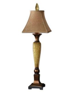 Lime Green Ceramic Bronze Base Gold Shade Table Lamp