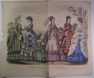 May 1870 Fashion Plate SIX LOVELY SPRING DRESSES Godeys Magazine
